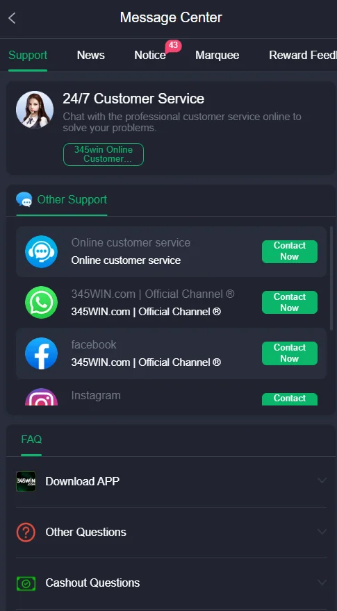 345Win Game Customer Support